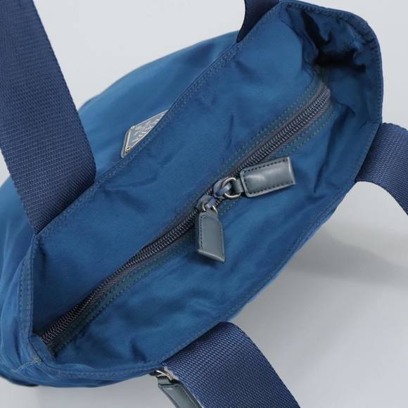 PRADA Tote Bag Nylon Blue Silver Auth 97436 - Picture 6 of 16